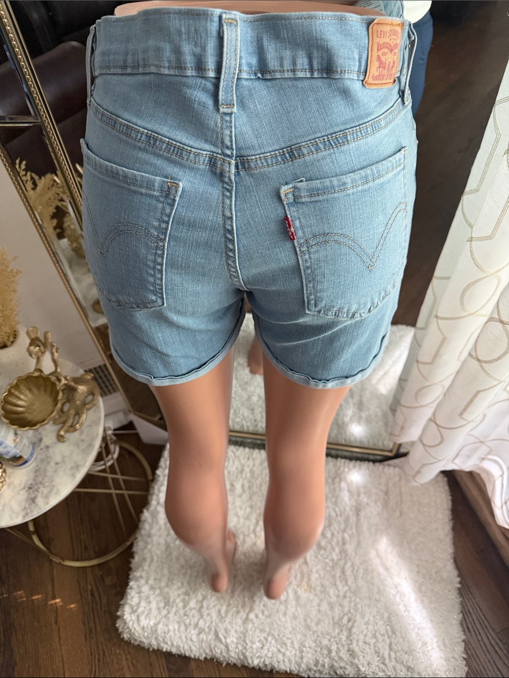 Levi's Light Blue High-Waist Denim Shorts